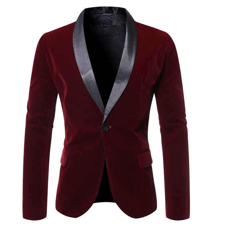 Men's Suit Men's Casual Green Collar One-Button Suit Top Slim-Fitting Suit Trendy Men's Suits Jacket Men Blzer