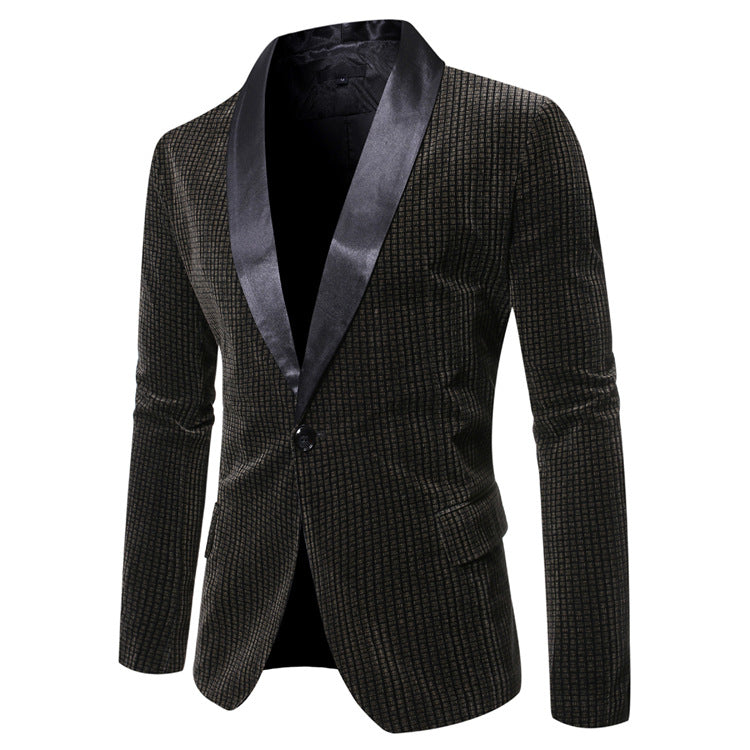 Men's Casual Contrast Color Green Collar One-Button Suit Slim Fit Suit Top Trendy Men's Suits Jacket Men Blzer