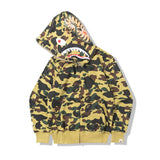 A Ape Print Hoodie Autumn and Winter Shark Mouth Men and Women Casual Camouflage Thin Sweater Baggy Coat