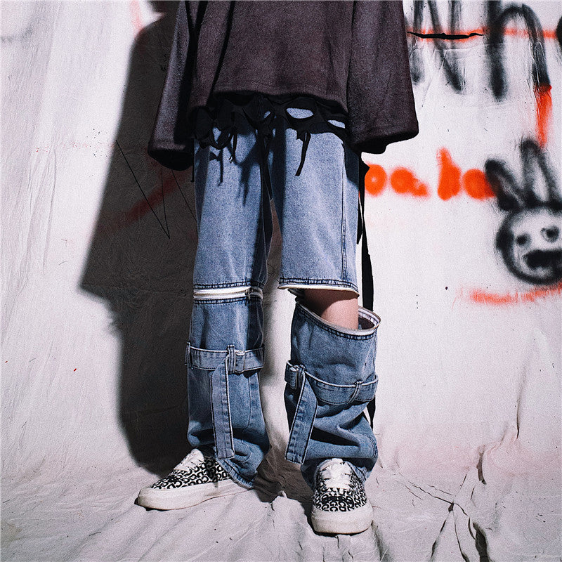 Jeans plus Size Retro Sports Trousers Fashion Brand Hip Hop Loose Trousers Men Jeans