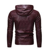 Urban Leather Jacket Fall Winter Men Fashion Hooded Leather Jacket Coat
