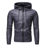 Urban Leather Jacket Fall Winter Men Fashion Hooded Leather Jacket Coat