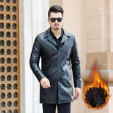1970 East West Leather Jacket Fall Winter Men Leather Suit Collar PU Leather Trench Coat