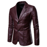 Urban Leather Jacket Men's PU Leather Jacket Men's Spring and Autumn Wear Suit Collar Leather Coat Men's