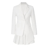 Women's Skirt & Blazer Suit Uniform Designs Formal Style Office Lady Bussiness Attire Suit Women's Lapel Suit Pleated Skirt