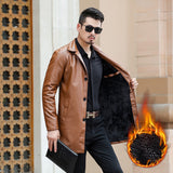 1970 East West Leather Jacket Fall Winter Men Leather Suit Collar PU Leather Trench Coat