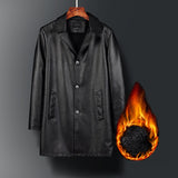 1970 East West Leather Jacket Fall Winter Men Leather Suit Collar PU Leather Trench Coat