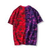 A Ape Print T Shirt Summer Camouflage Color Matching Short Sleeve T-shirt