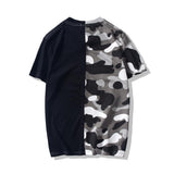A Ape Print T Shirt Summer Camouflage Color Matching Short Sleeve T-shirt