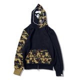 A Ape Print Hoodie Spring and Autumn Cartoon Camouflage Printing Stitching Cardigan Zipper Hoodie Casual Sweatshirt