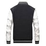 Two Tone Leather Jacket Autumn Leisure Men's Leather Color Matching Baseball Motorcycle PU Leather Jacket