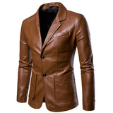 Urban Leather Jacket Men's PU Leather Jacket Men's Spring and Autumn Wear Suit Collar Leather Coat Men's