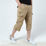 Men's Capris Pants below the Knee Shorts Summer Outdoor Multi-Pocket Workwear Shorts Leisure Sports