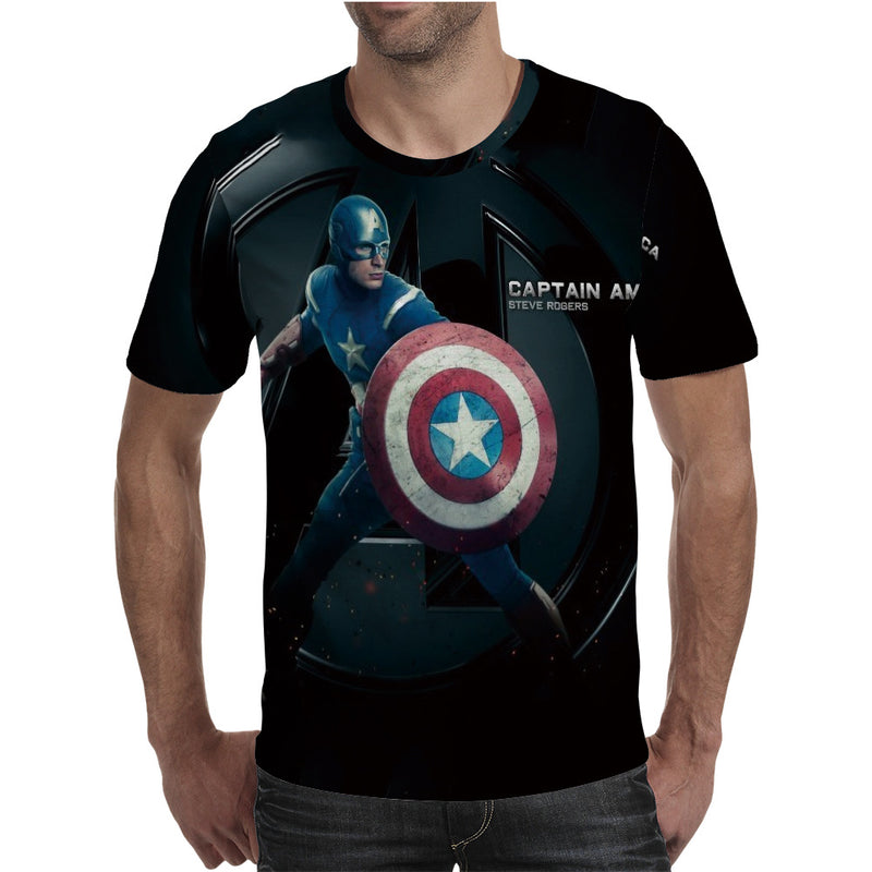 Captain America T Shirt 3D Digital Printed T-shirt Avengers Short Sleeve