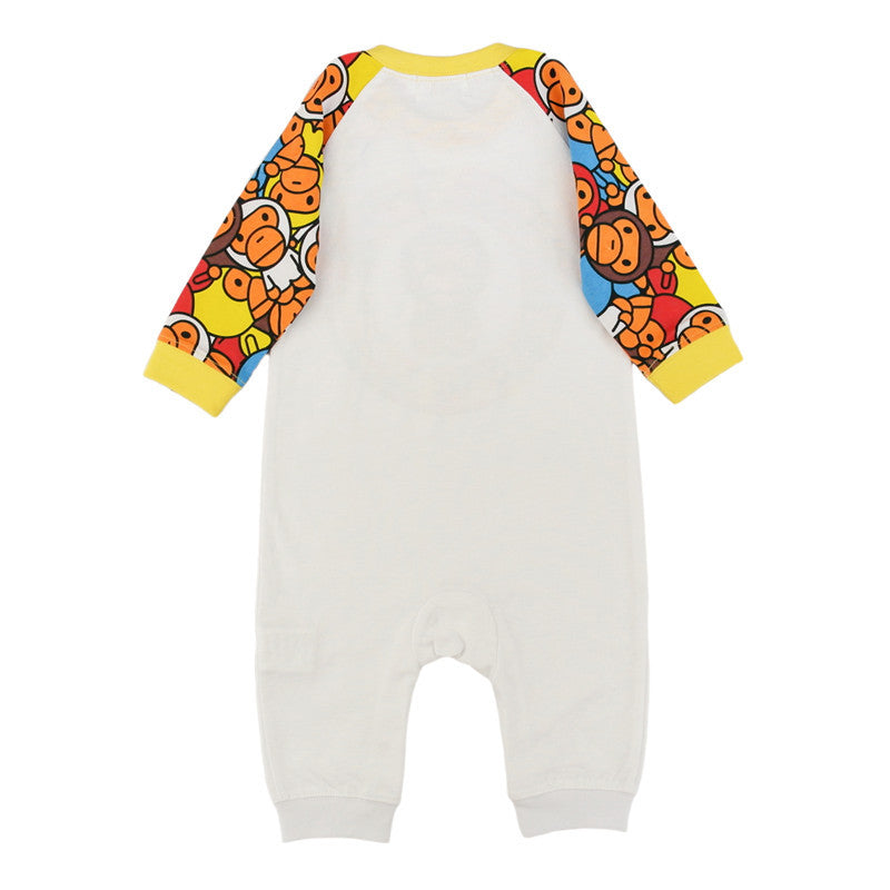 A Ape Print Toddler Romper Baby Long-Sleeved Jumpsuit Romper Environmental Protection Knitted Cloth Jumpsuit Romper
