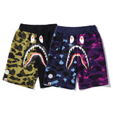 A Ape Print Shorts Purple Patchwork Blue Men and Women Summer Camouflage Shorts Fashion Brand Casual Shorts