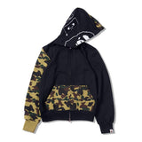 A Ape Print Hoodie Spring and Autumn Cartoon Camouflage Printing Stitching Cardigan Zipper Hoodie Casual Sweatshirt