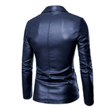 Urban Leather Jacket Men's PU Leather Jacket Men's Spring and Autumn Wear Suit Collar Leather Coat Men's