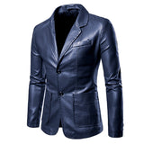 Urban Leather Jacket Men's PU Leather Jacket Men's Spring and Autumn Wear Suit Collar Leather Coat Men's