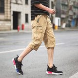 Men's Capris Pants below the Knee Shorts Summer Outdoor Multi-Pocket Workwear Shorts Leisure Sports