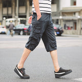 Men's Capris Pants below the Knee Shorts Summer Outdoor Multi-Pocket Workwear Shorts Leisure Sports