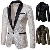 Mens Prom Suits Men's Autumn and Winter Solid Color Large Jacquard Fashion Design Formal Wear Men's Lapel Suit