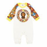 A Ape Print Toddler Romper Baby Long-Sleeved Jumpsuit Romper Environmental Protection Knitted Cloth Jumpsuit Romper