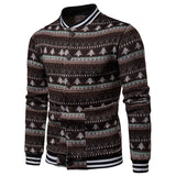 Men's Fall Winter Men Stand Collar Christmas Tree Pattern Knitwear Fashion Casual Cardigan Coat Men Cardigan Sweater