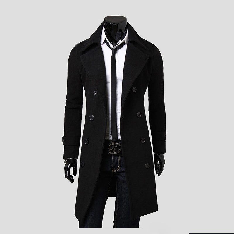 Men's Double Breasted Simple Luxury Casual Men's Woolen Coat Men Spring Trench Coat