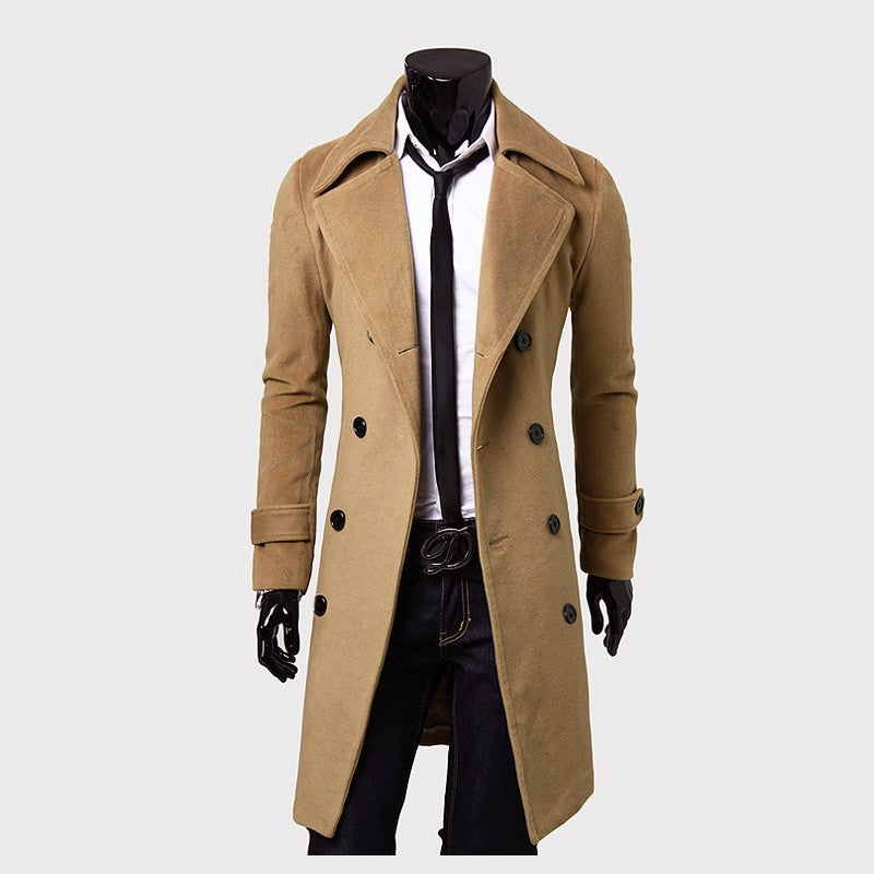 Men's Double Breasted Simple Luxury Casual Men's Woolen Coat Men Spring Trench Coat