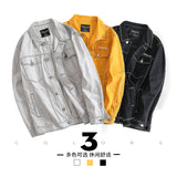 Yellow Denim Jacket Men Jean Coat Men plus Size Men's Clothing Spring and Autumn Jacket Clothes Loose Overalls