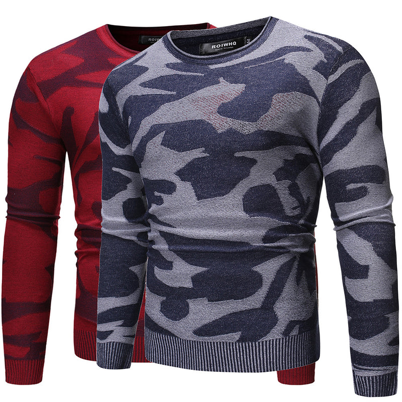 Men's Loose round Neck Camouflage Sweater Fashion Casual Bottoming Sweater Men Pullover Sweaters