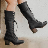 Coachella Festival Boots Lace-up Boots Women's Boots Chunky Heel