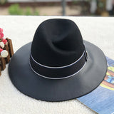 Fedora Hat Autumn and Winter Women's Wool Felt Hats Leather Stitching Jazz Top Hat