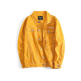 Yellow Denim Jacket Men Jean Coat Men plus Size Men's Clothing Spring and Autumn Jacket Clothes Loose Overalls