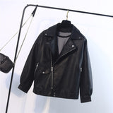Urban Leather Jacket Autumn and Winter Women's Leather Jacket Loose PU Leather Motorcycle Jacket Leather Coat