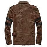 Two Tone Leather Jacket Men's Three-Dimensional Pocket Coat Multi-Pocket Leather Jacket Resident Evil