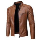 Urban Leather Jacket Fall Winter Men 'S Motorcycle Jacket Stand-Up Collar All-Match Personality Men 'S Washed Leather Coat