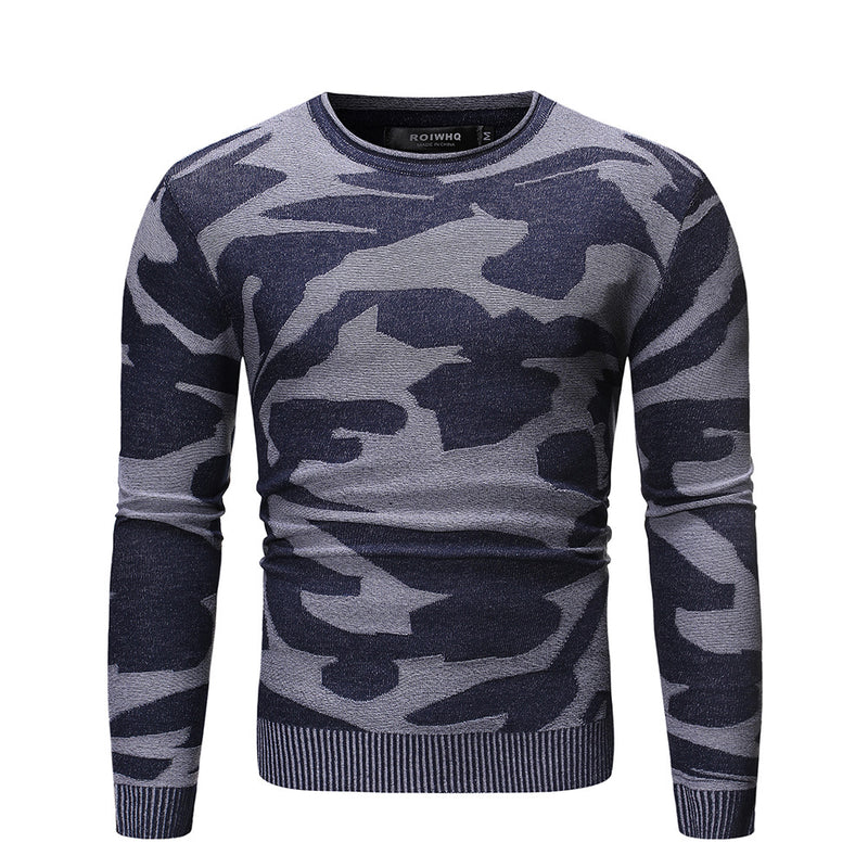 Men's Loose round Neck Camouflage Sweater Fashion Casual Bottoming Sweater Men Pullover Sweaters