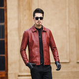 1970 East West Leather Jacket Spring and Autumn Lapel Leather Jacket Men's Motorcycle Jacket Top