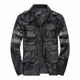 Two Tone Leather Jacket Men's Three-Dimensional Pocket Coat Multi-Pocket Leather Jacket Resident Evil