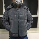Rave Outfits Mens Colorful Reflective Cotton-Padded Coat with Velvet