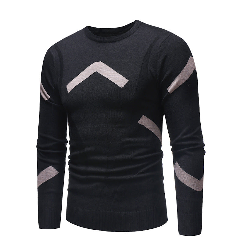 Men's Fall Winter Men round Neck Striped Pullover Sweater Fashion Trend Casual Bottoming Shirt Men Pullover Sweaters