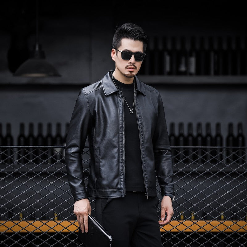 1970 East West Leather Jacket Spring and Autumn Lapel Leather Jacket Men's Motorcycle Jacket Top
