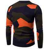 Men's Round Neck Fashion Camouflage Color Matching Casual Sweater Sweater Men Pullover Sweater