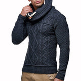 Men's Fashion Cascading Collar Knitwear Sweater Casual Twist Weave Sweater Men Pullover Sweaters
