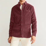 Maroon Colour Shirt Cardigan Square Collar Plus Velvet