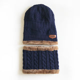 Toque Fall Winter Men Knitted Woolen Cap Fleece Padded Pullover