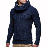 Men's Fashion Cascading Collar Knitwear Sweater Casual Twist Weave Sweater Men Pullover Sweaters