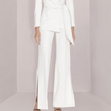 Women Pant Suit Uniform Designs Formal Style Office Lady Bussiness Attire High-End Business Suit White Waisted Small Blazer Wide Leg Trousers Two-Piece Suit